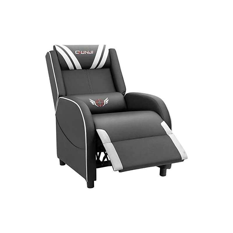 Gaming Recliner Chair PU Leather Single Recliner Sofa Adjustable Modern Living Room Recliners Home Theater Recliner Seat (White)