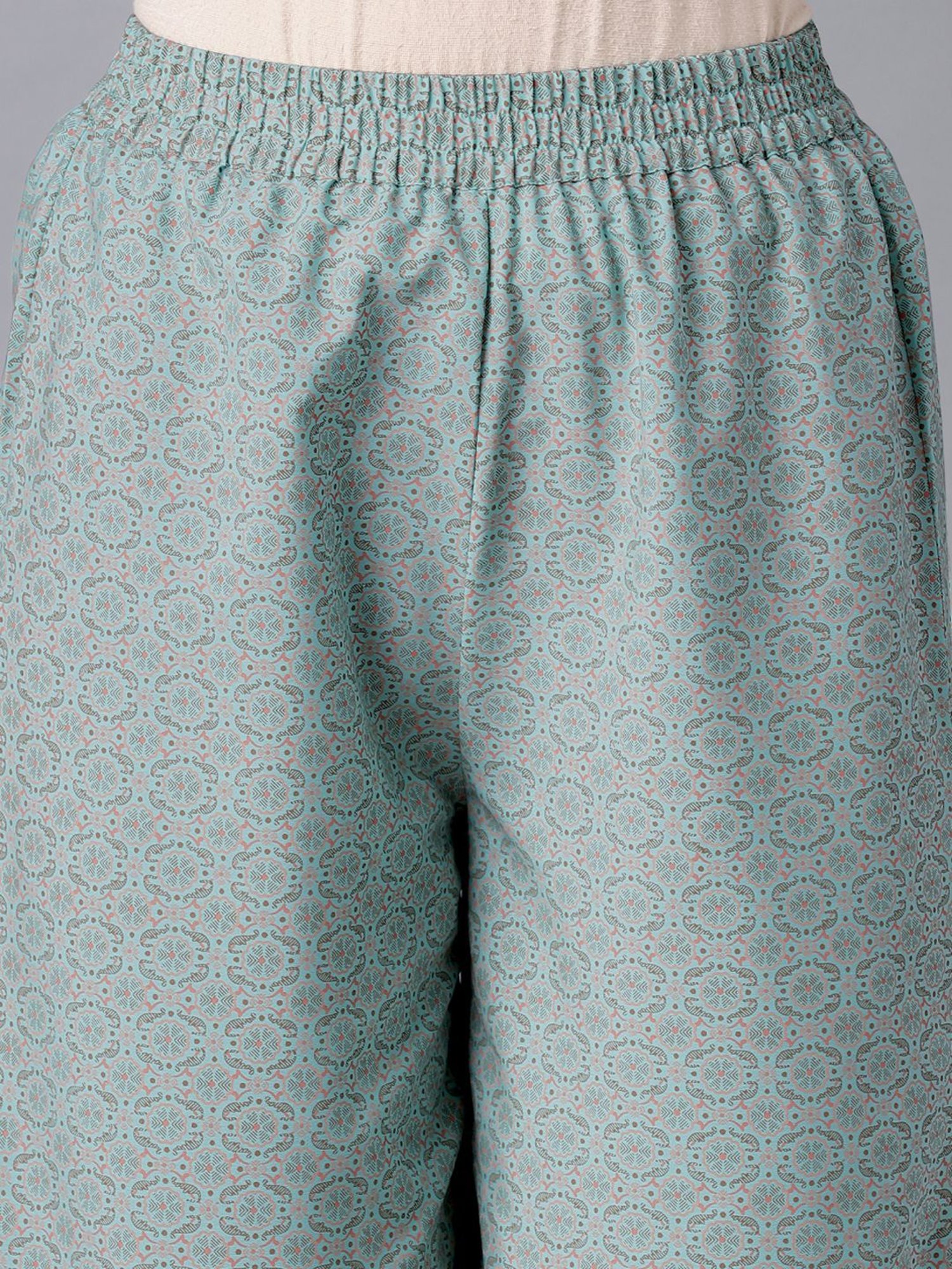 Aure by Aurelia Orange & Blue Printed Kurta Palazzo Set