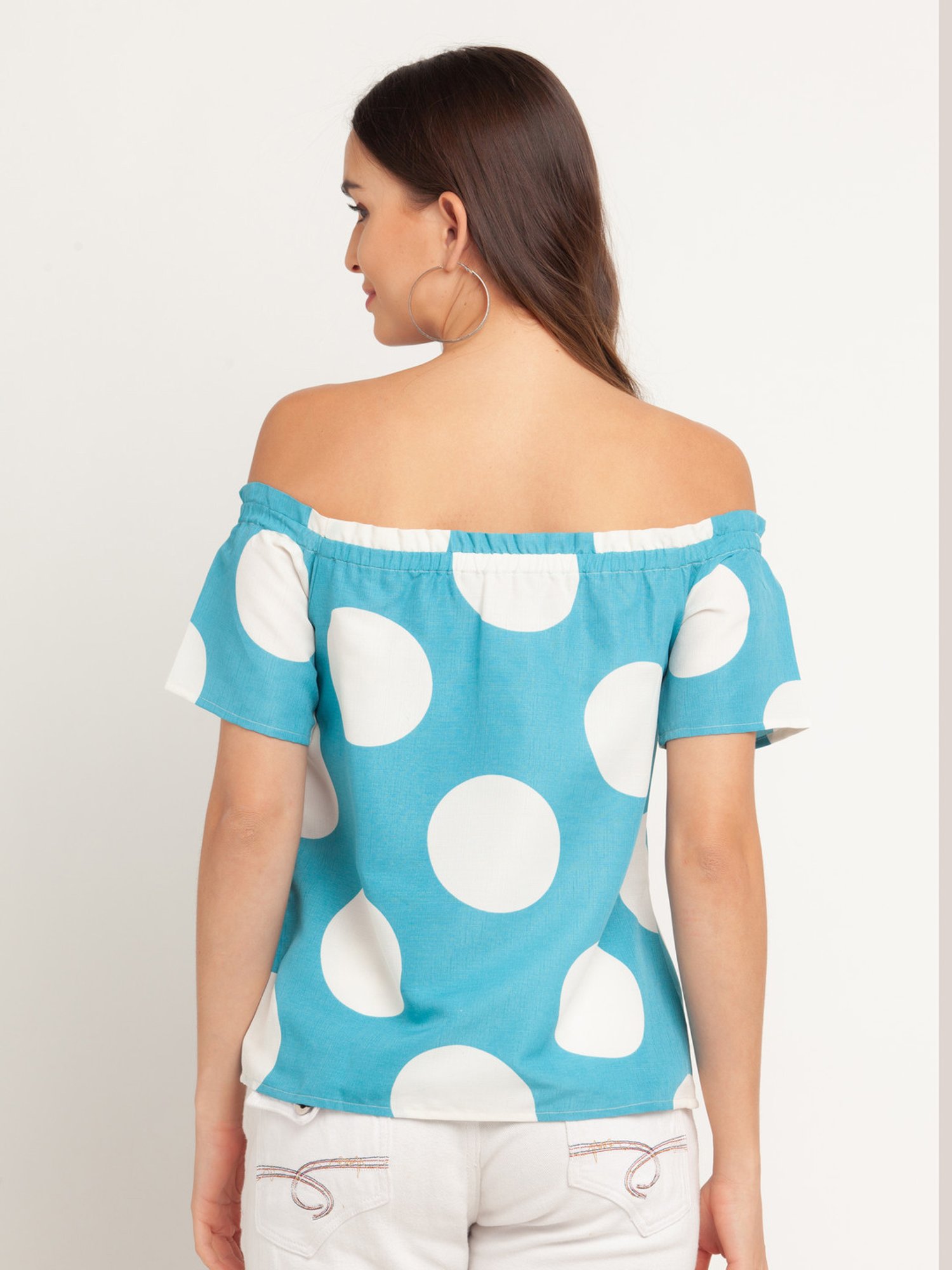 Zink London Blue & White Polka Dot Top