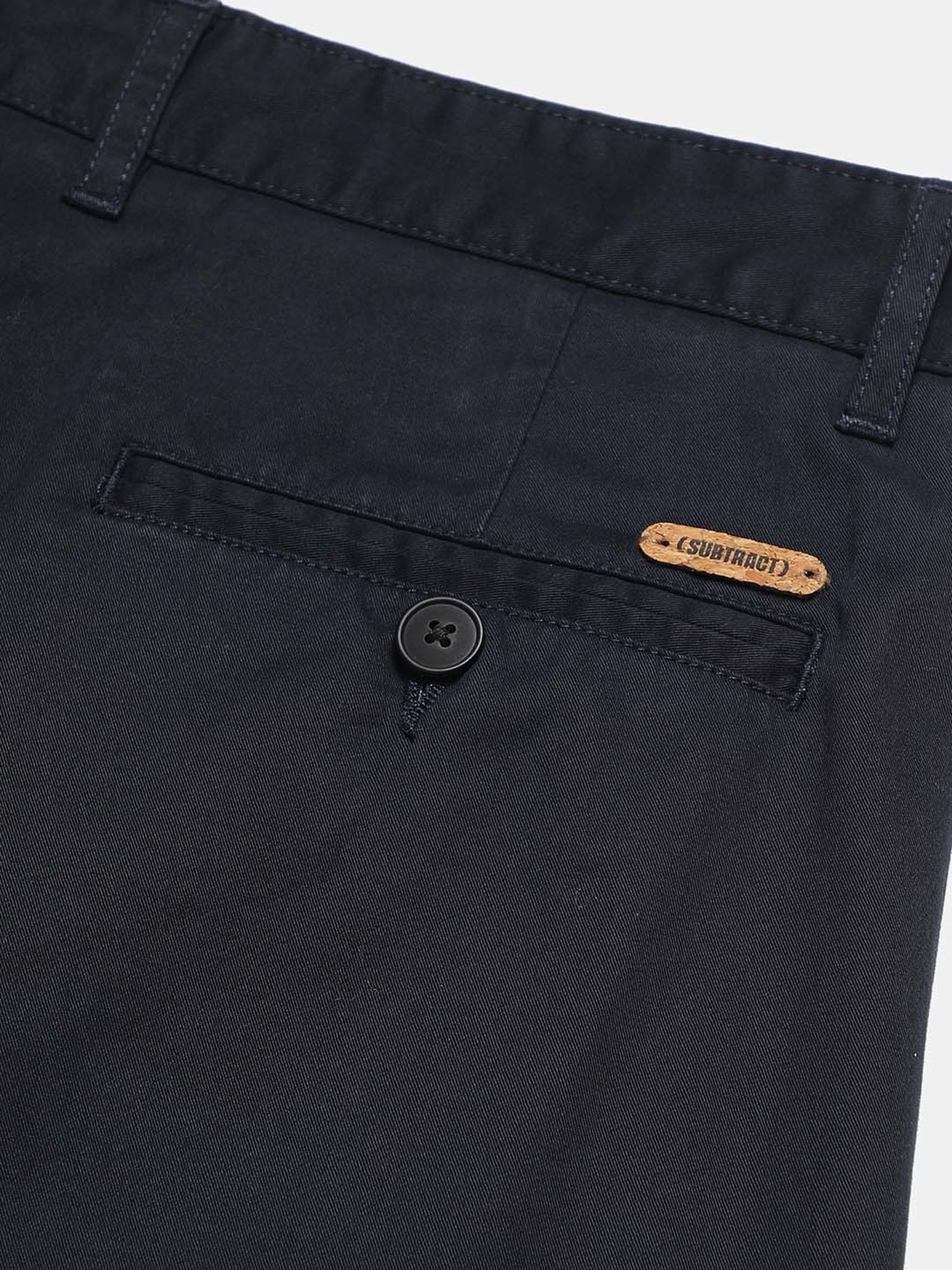 SUBTRACT Navy Regular Fit Pleated Trousers