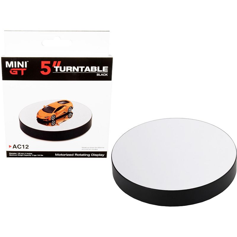 Rotary Display Turntable 5 Inches Black with Mirror Surface for 1/64 Scale Models by True Scale Miniatures