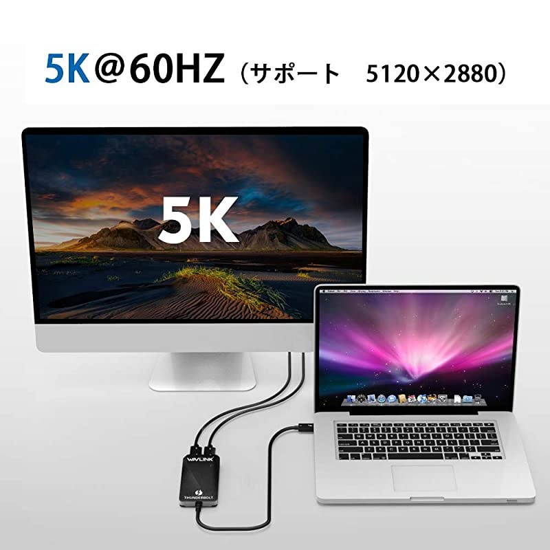 Thunderbolt 3 to Dual DisplayPort Adapter Dual 4K60Hz Display or Single 5K60Hz Display or for Mac Windows Great for Home Office Online Class Only Supports with Thunderbolt 3 Logo
