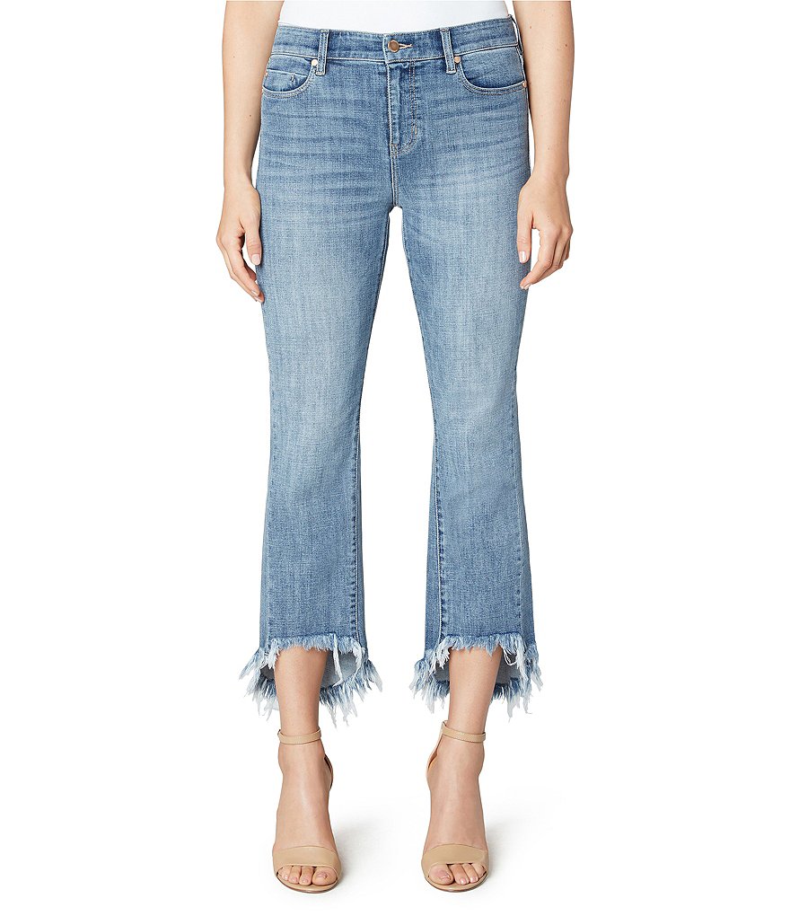 Liverpool Los Angeles Sustainable Crop Flare 5-Pocket Hi-Low Fray Hem Jeans