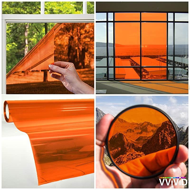 Transparent Colorful Vinyl Window Tinting Sheets (5ft x 5ft, Orange)