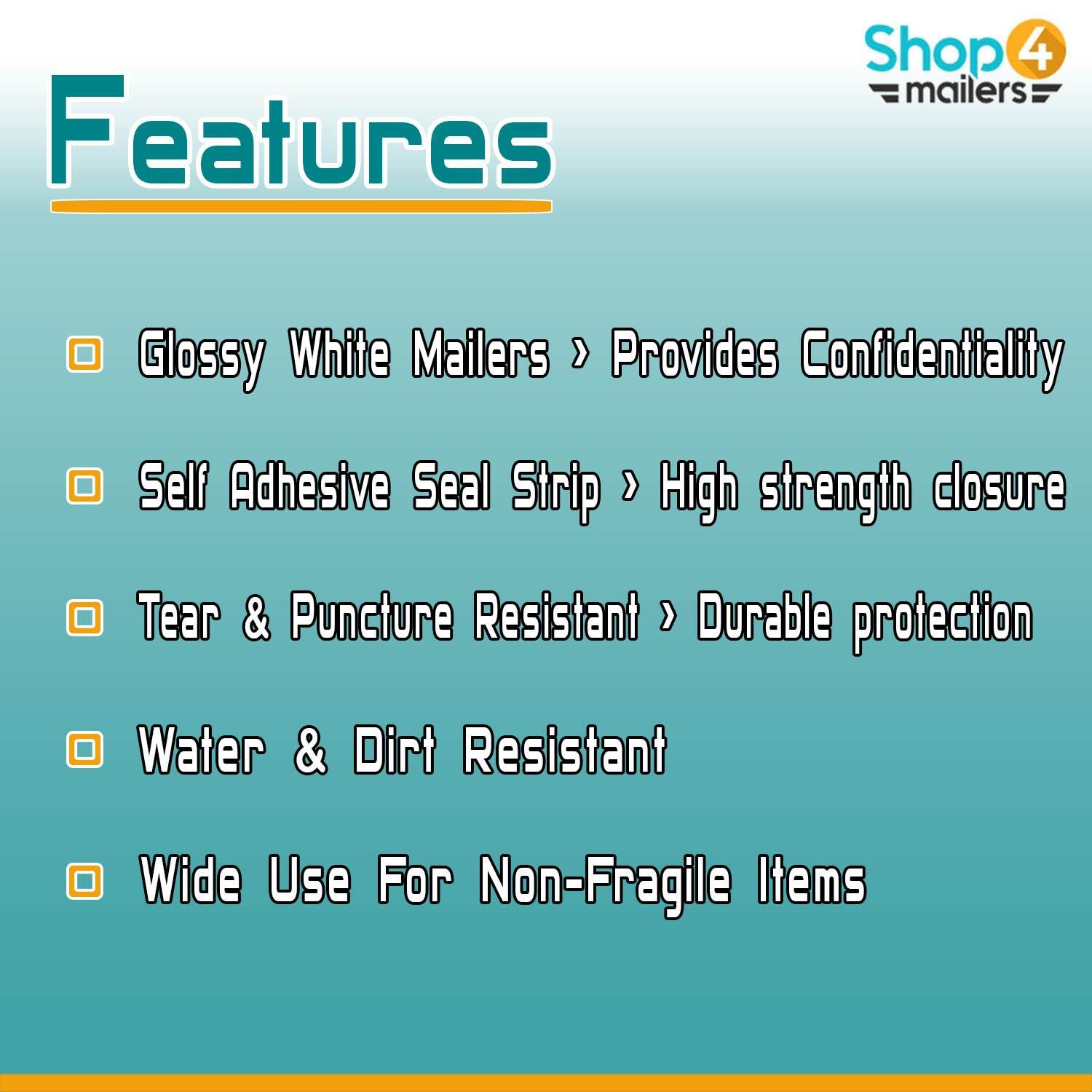 Shop4Mailers 12 x 15.5 Glossy White Poly Bag Mailer Envelopes 2 Mil (1000 Pack)