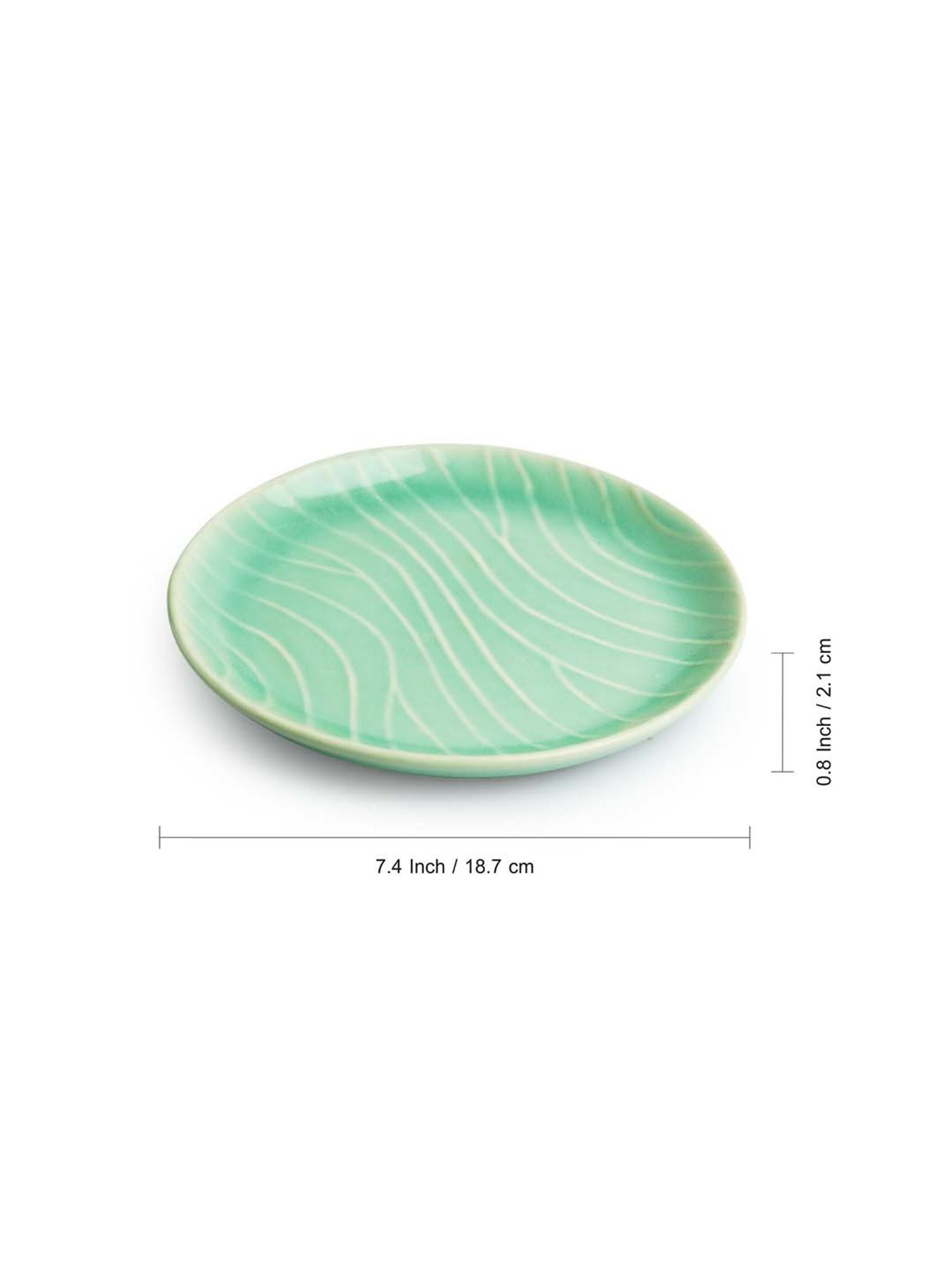 ExclusiveLane Sea Green Ceramic Hand Glazed Microwave Safe Side Plates - Set of 2