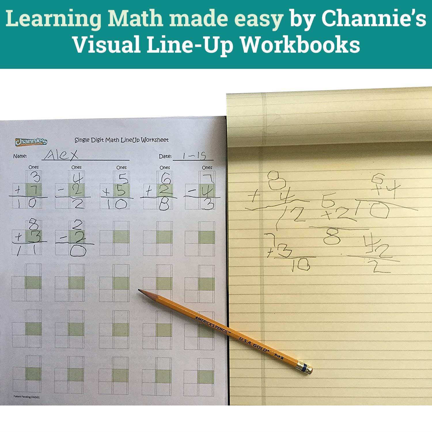 Channie's LR3778 Math Lineup Workbook for Prek-1ST Grades, 80 Pages Strong Paper, 8.5" x 11" with Hardboard Back, White