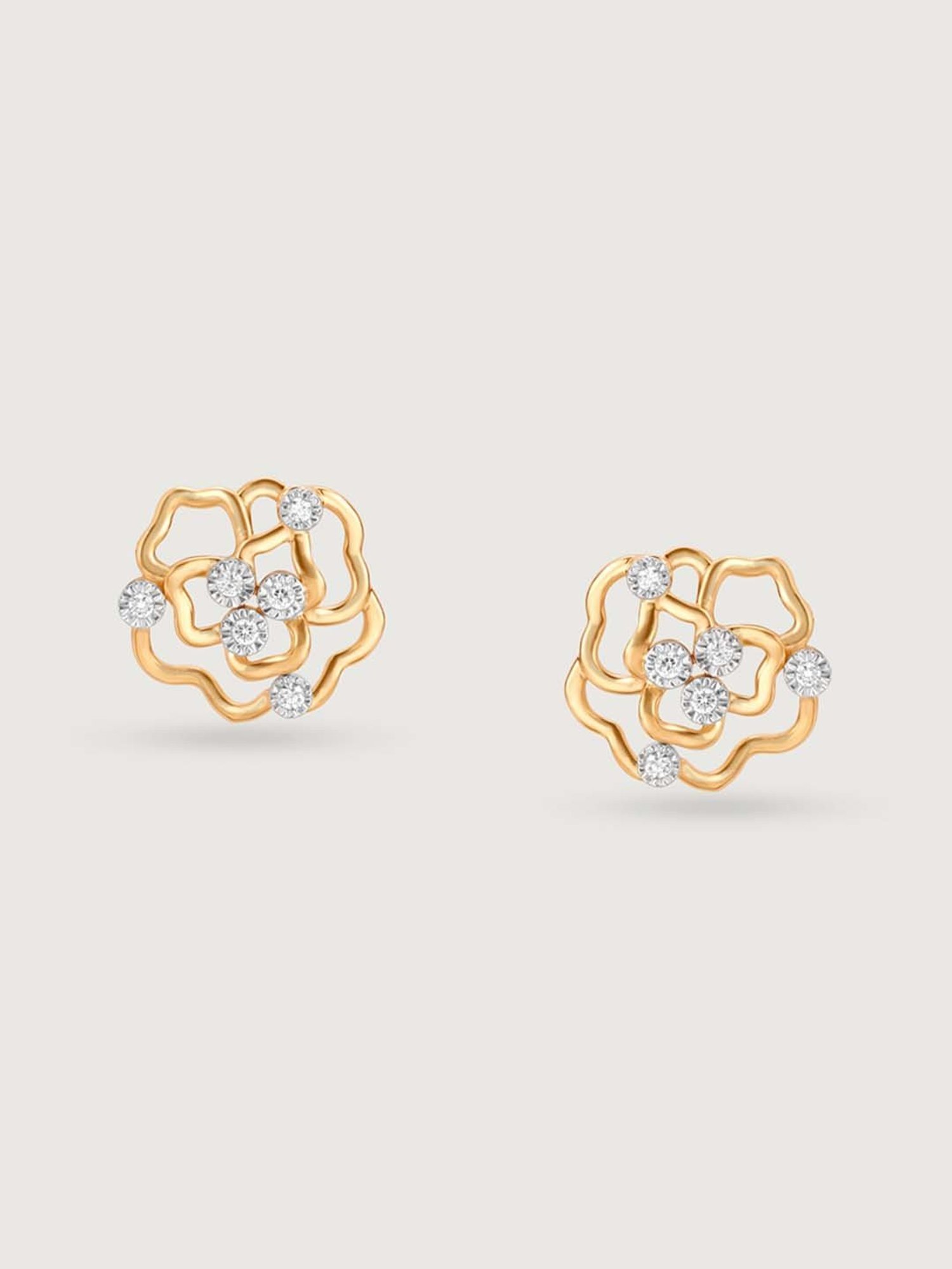 Mia by Tanishq Blooming Radiance 14k Gold & Diamond Stud Earrings for Women