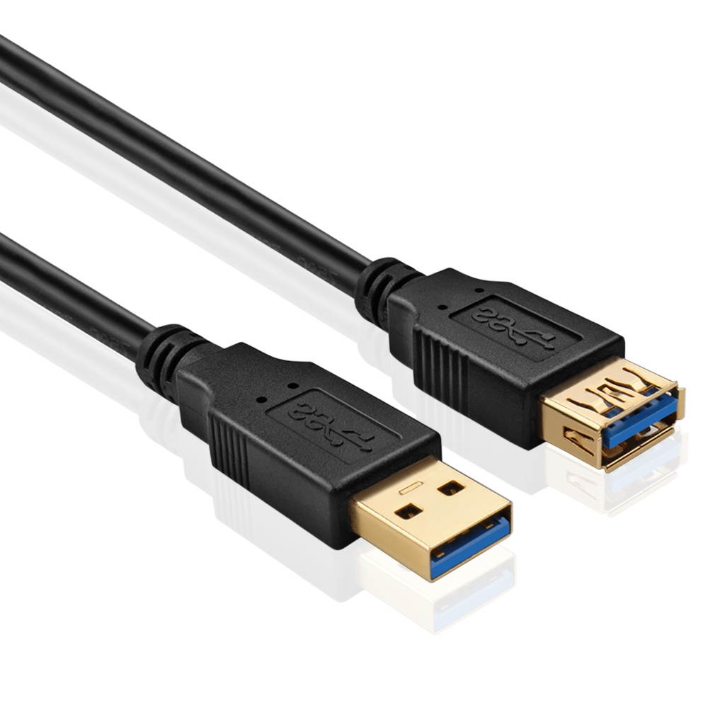 USB 3.0 Extension Cable (3 Feet) - Superspeed USB 3.0 Type A Male to Female Extender M/F Bi-Directional Connector Adapter Wire Cord Plug Jack for Data Transfer Sync & Charge - Black