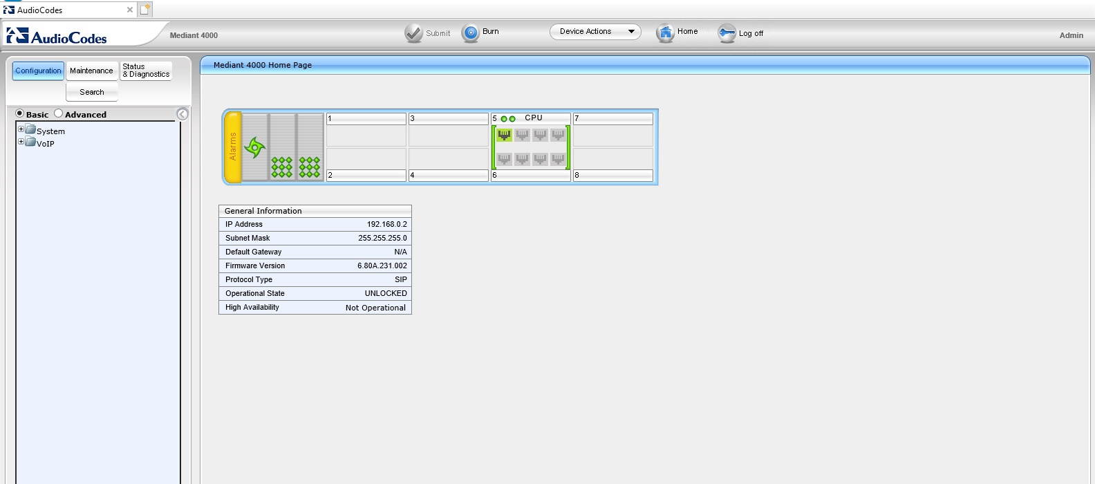 AudioCodes M4K/BASE/AC Mediant 4000 M4K11/BASE/RED/AC SBC SIP Appliance
