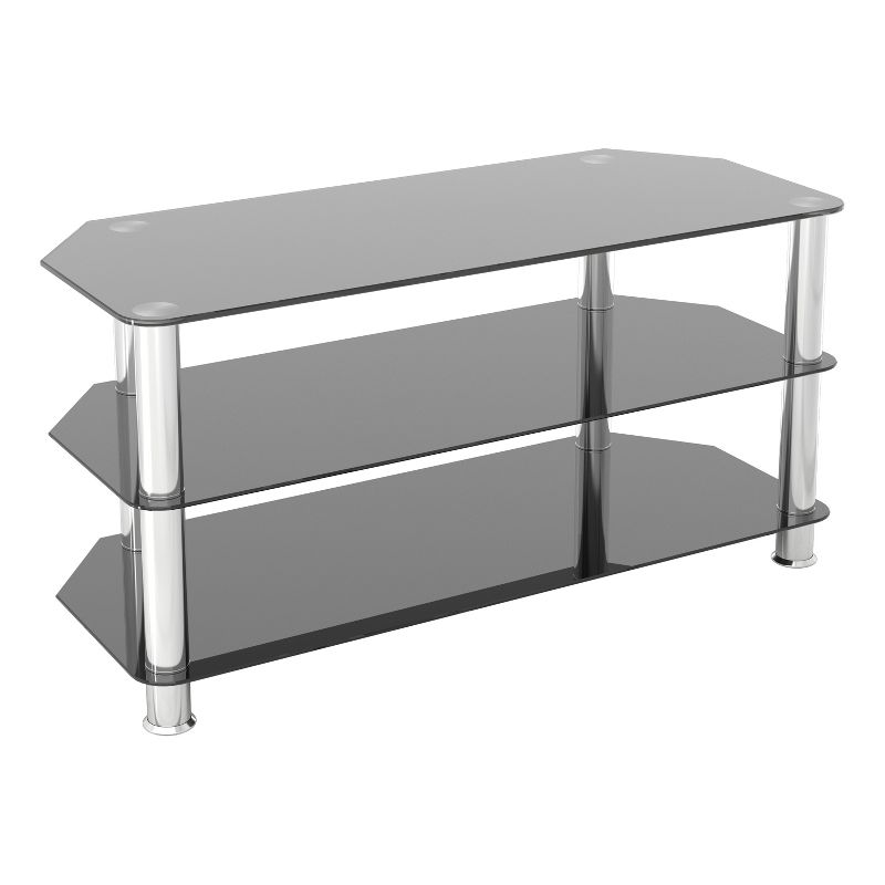 50" TV Stand with Glass Shelves - Silver/Black