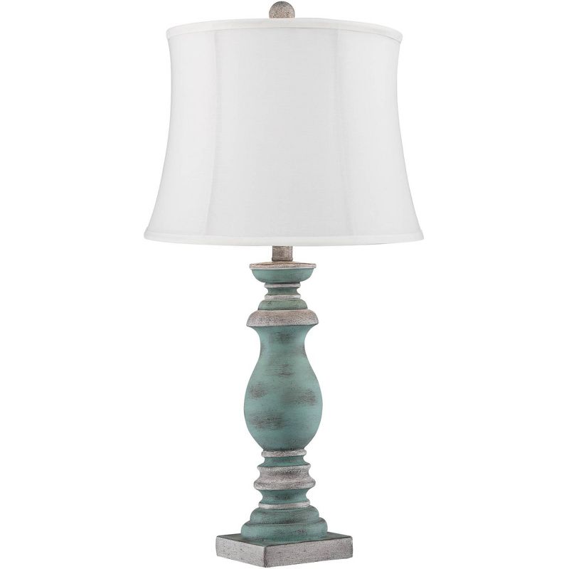 Regency Hill Patsy Blue-Gray Washed Cream Shade Table Lamps Set of 2