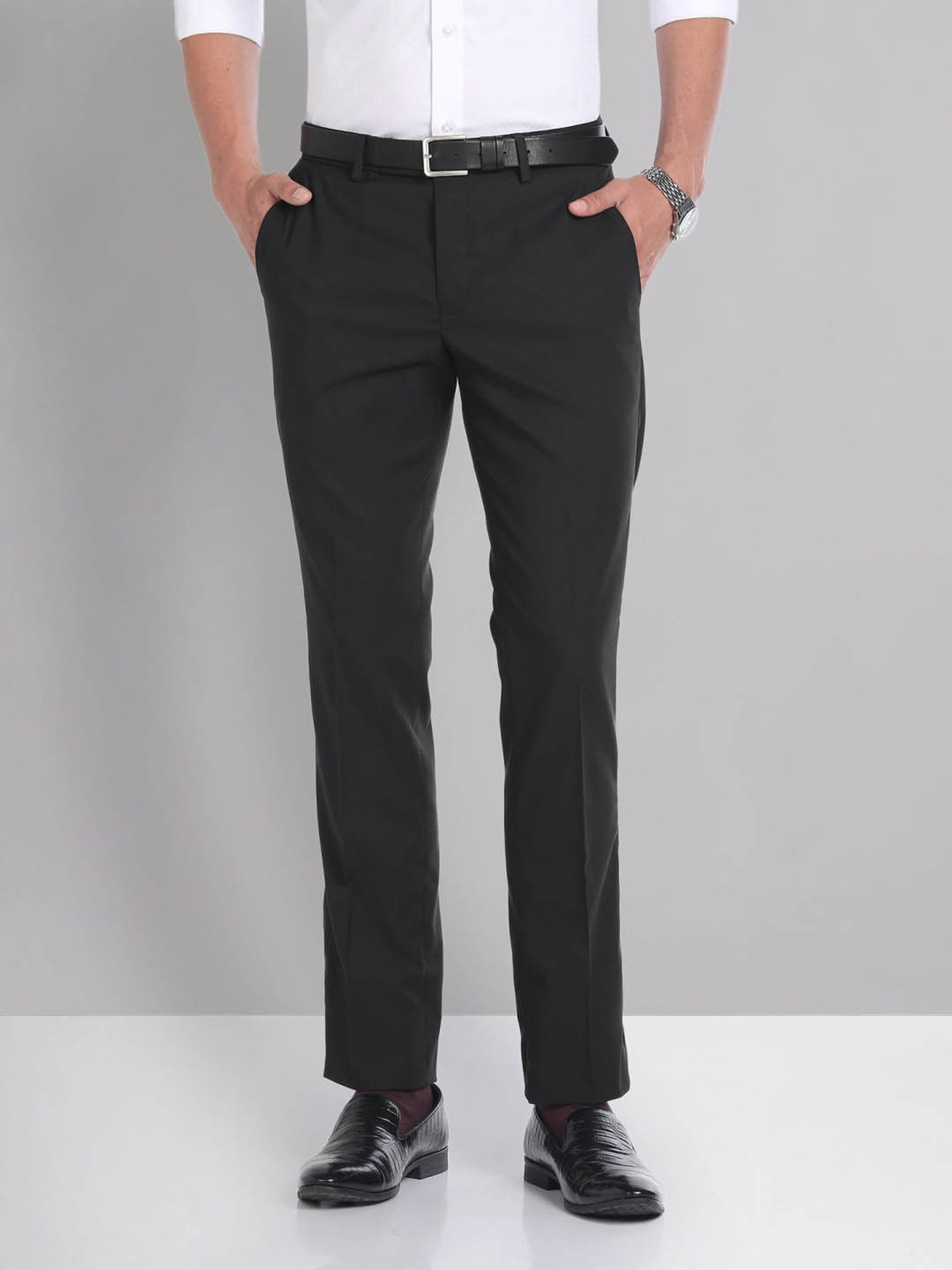 AD by Arvind Black Slim Fit Trousers