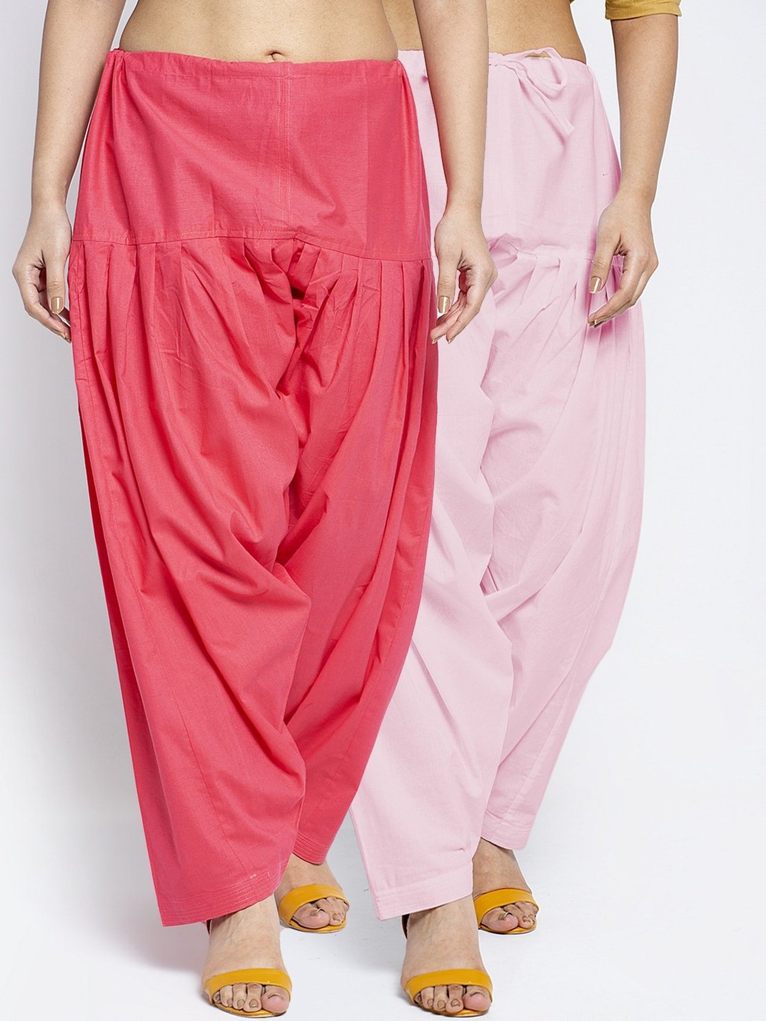 Gracit Light & Pink Gajri Loose Fit Cotton Salwar Pack of - 2