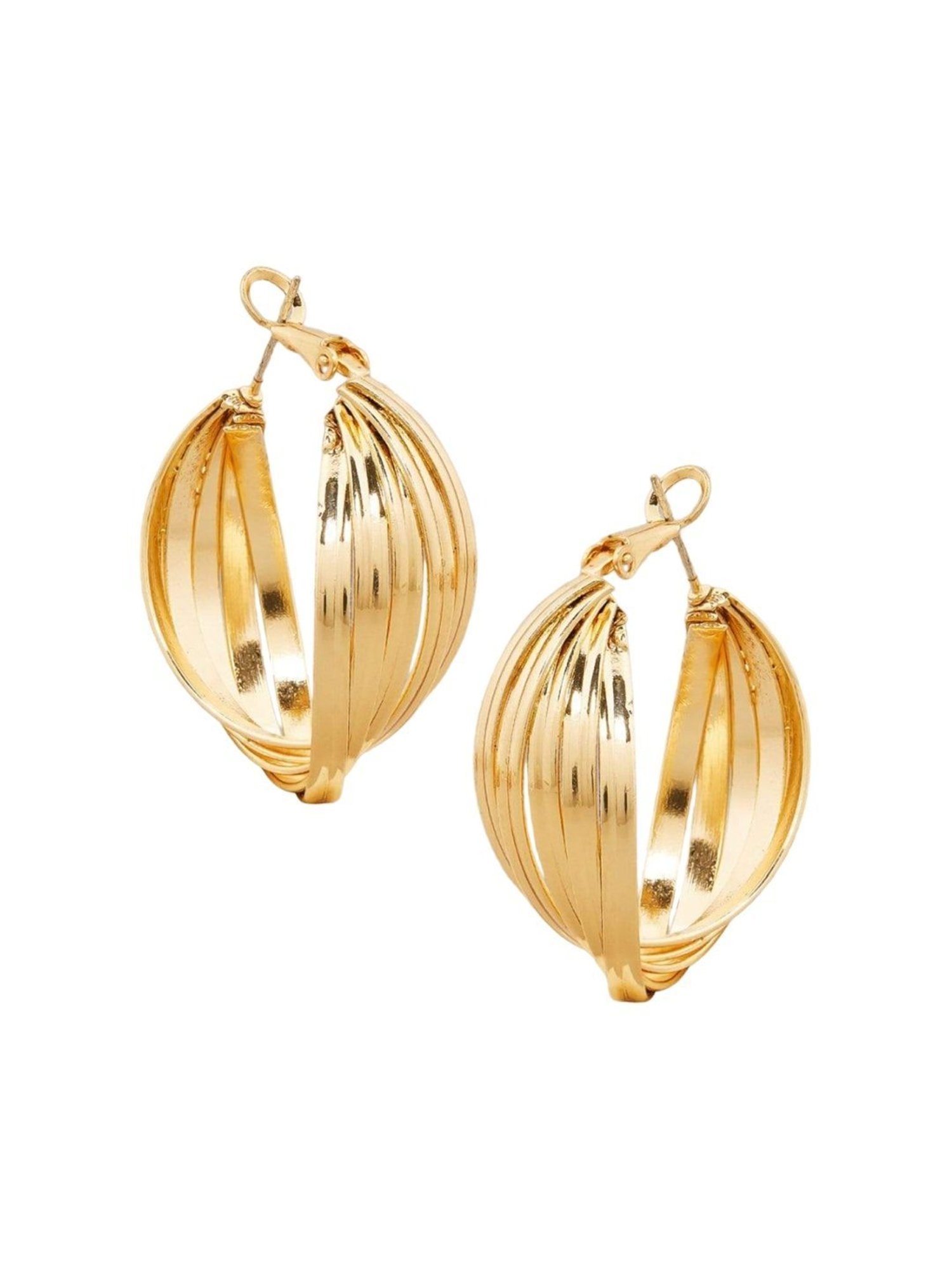 OOMPH Gold Tone Twisted Retro Vintage Fashion Hoop Earrings