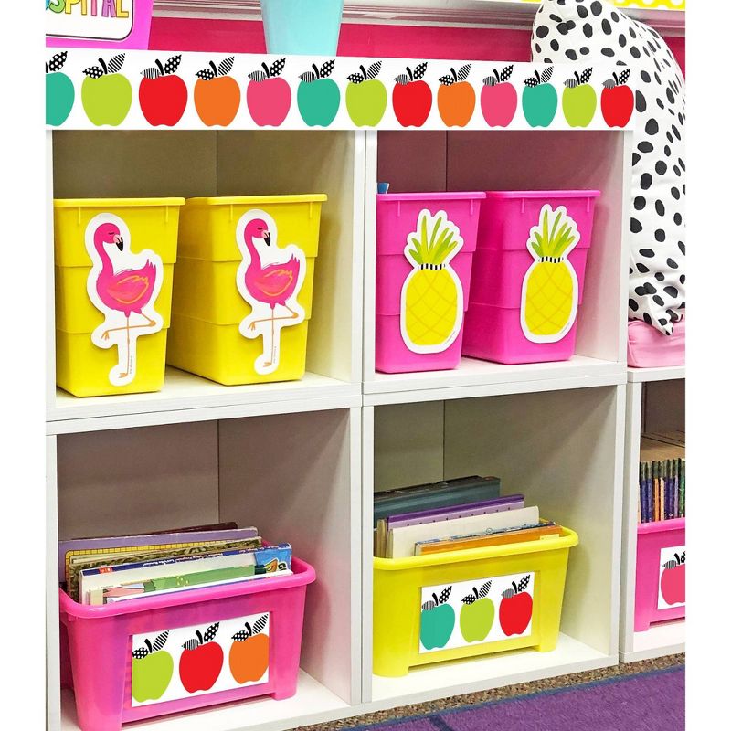 12pk 36ft Schoolgirl Style Apples Classroom Borders Black White and Stylish Brights - Carson Dellosa