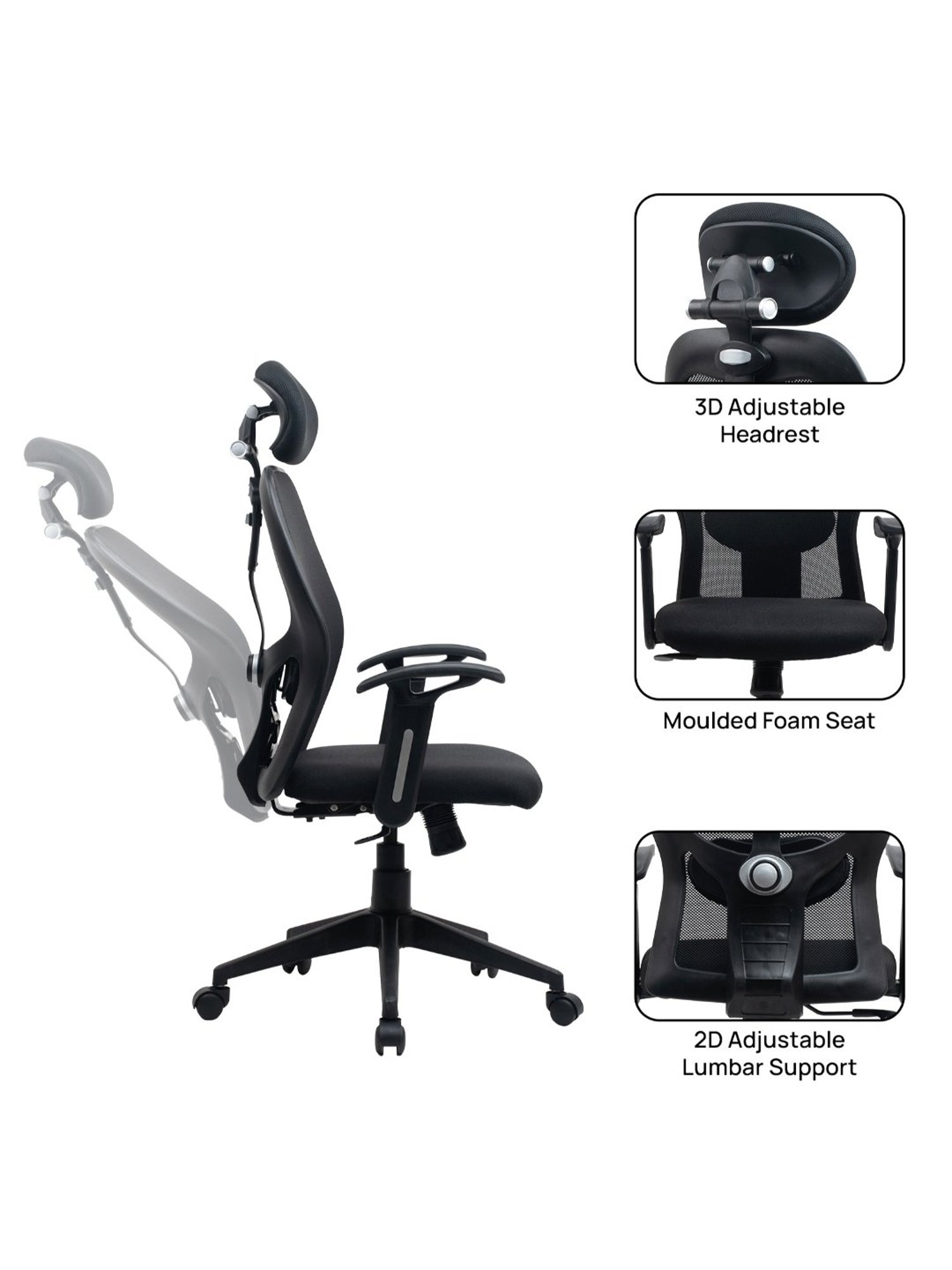 Durian Chaste Black Fabric Executive Chair
