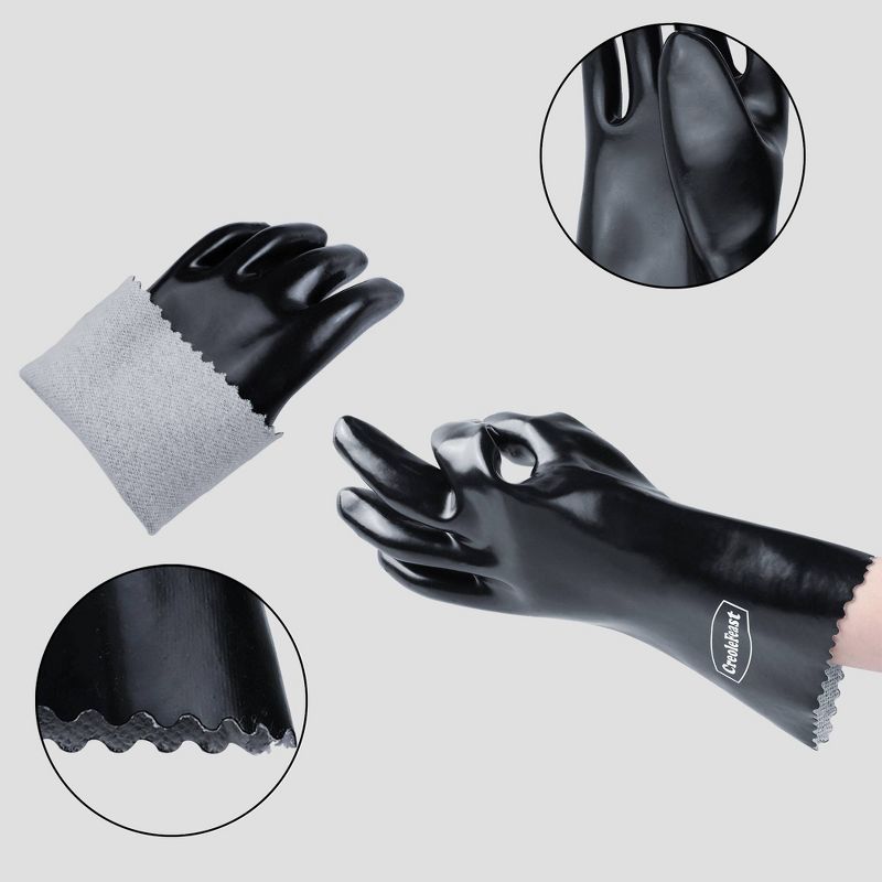 Creole Feast Heavy-Duty Insulated High Heat-Resistant Water-proof Oven Gloves Black