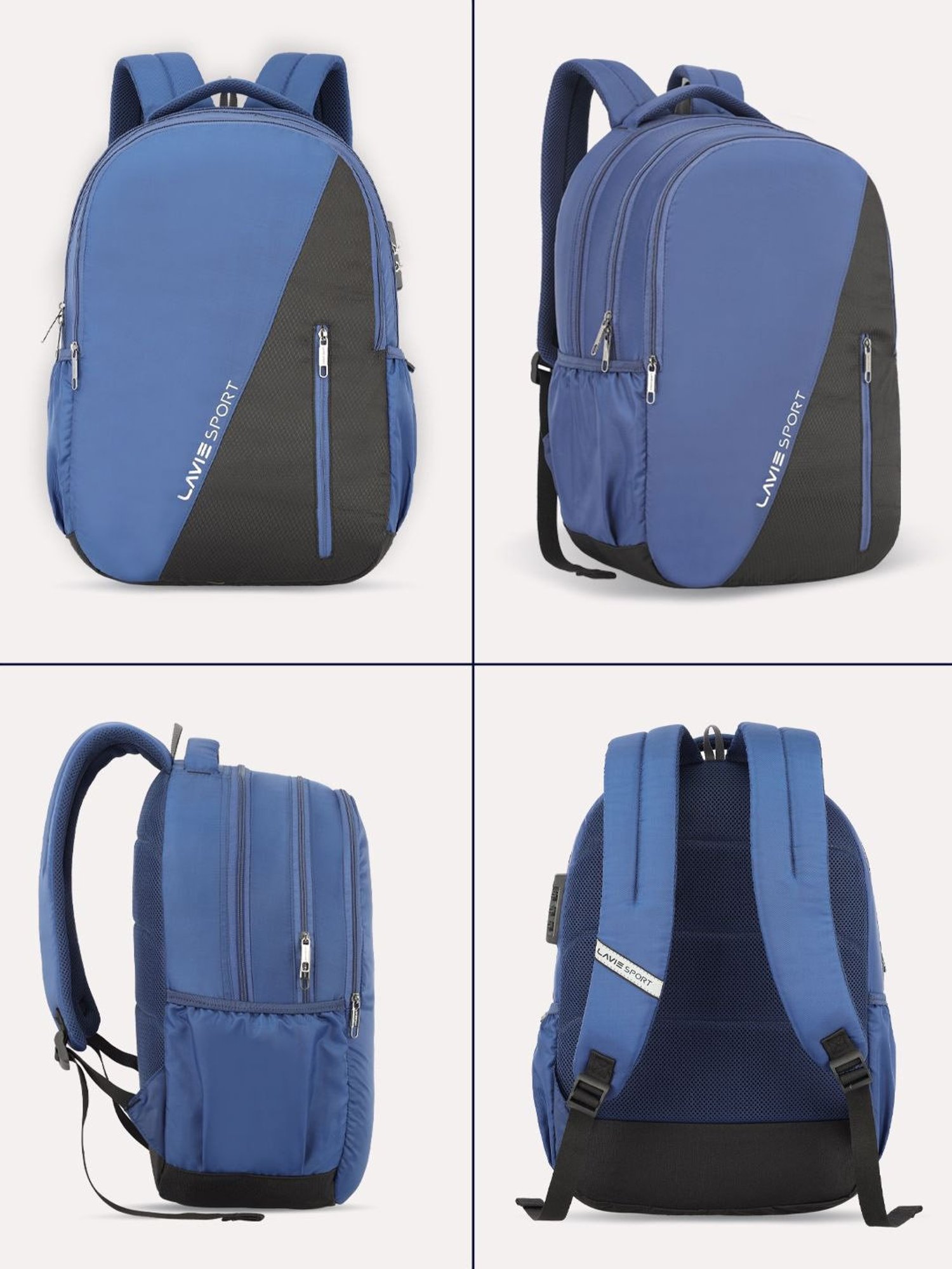 Lavie Sport Diagonal 36L Anti-theft Laptop Backpack For Men & Women (Navy)