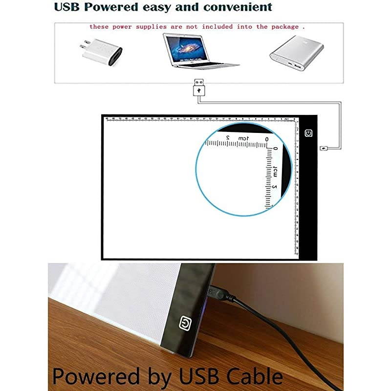 Ultra-Thin Portable LED Light Box Tracer USB Power Cable Dimmable Brightness LED Artcraft Tracing Light Box Light Pad for Artists Drawing Sketching Animation Stencilling X-ray Viewing