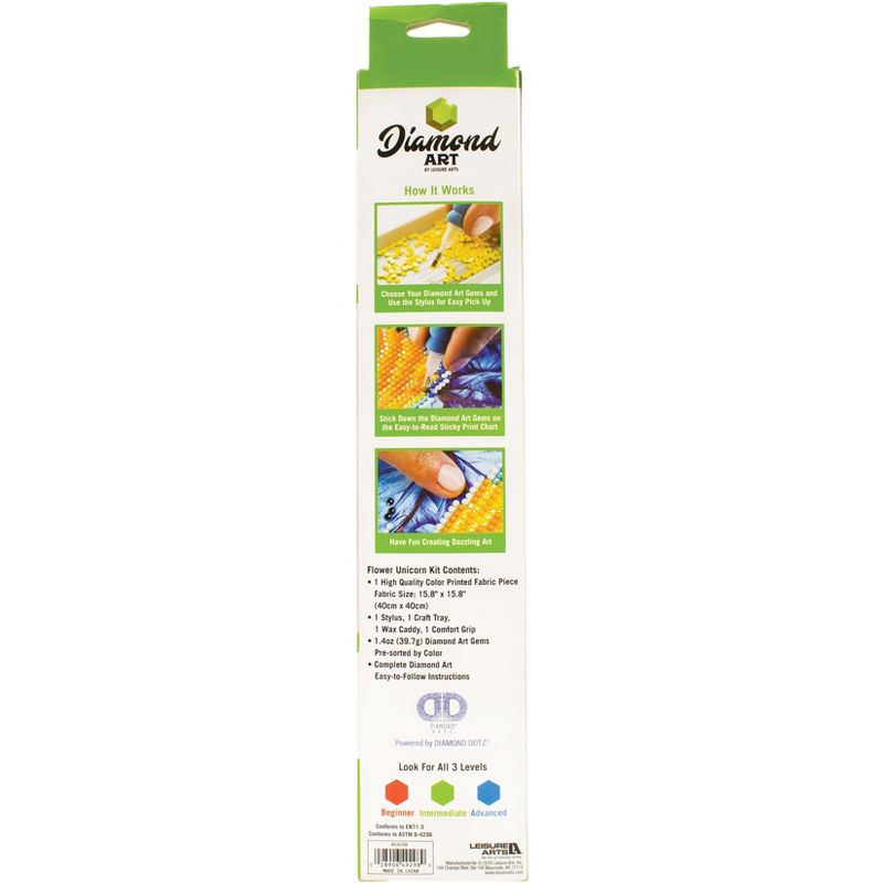 Leisure Arts Diamond Art Intermediate Kit 12"X12"-Flower Unicorn