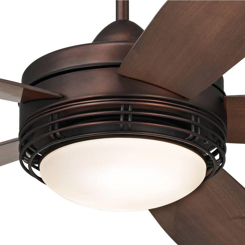 60" Casa Vieja Modern Outdoor Ceiling Fan with Light LED Remote Oil Brushed Bronze Reversible Blades Damp Rated for Patio Porch