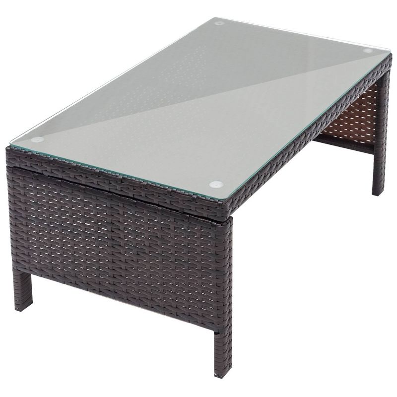 3pc Rattan Wicker Patio Sofa Set with Coffee Table - Art Leon