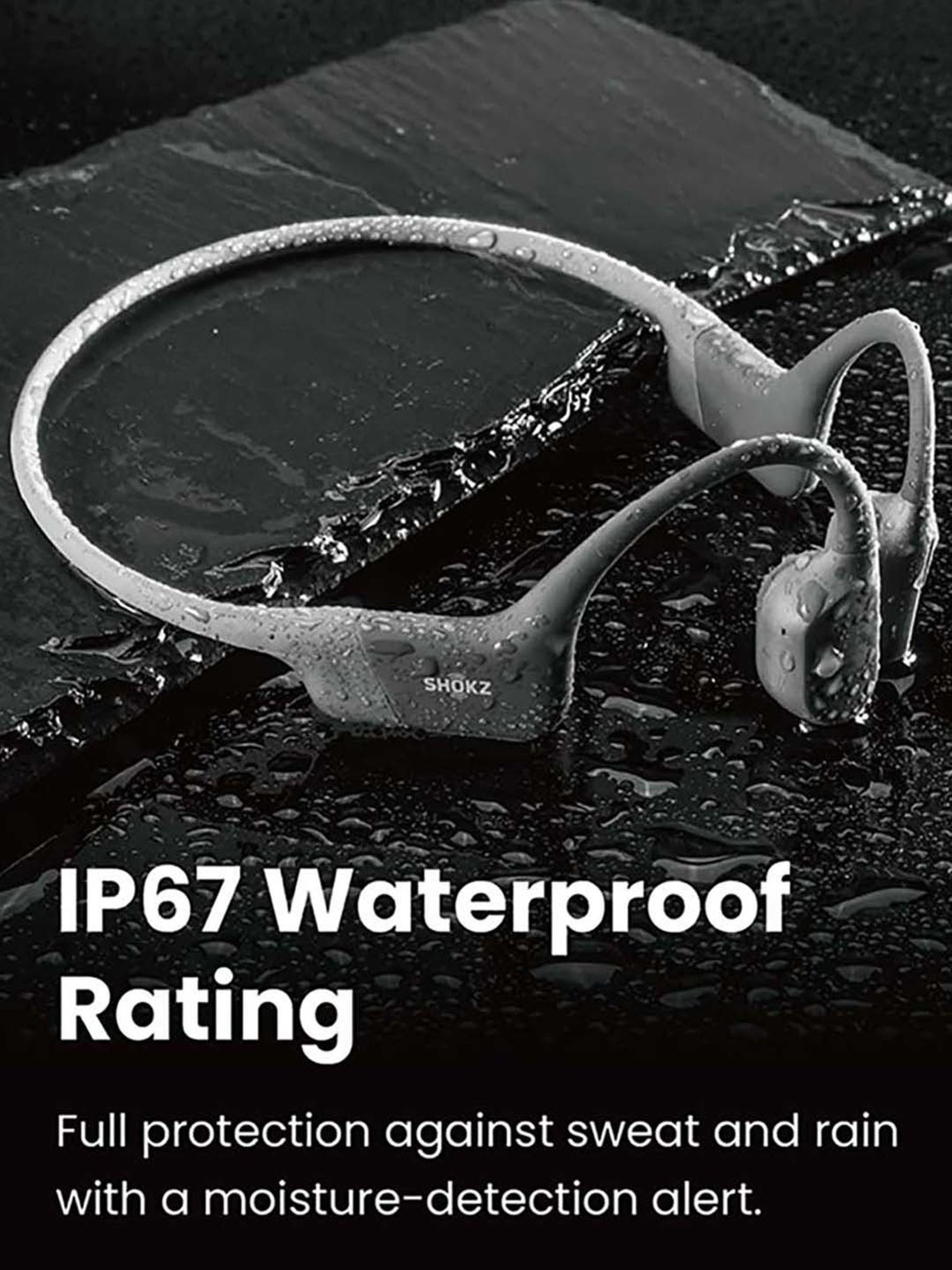 Shokz OpenRun Open-Ear Bluetooth Bone Conduction Sport Headphones (Grey)