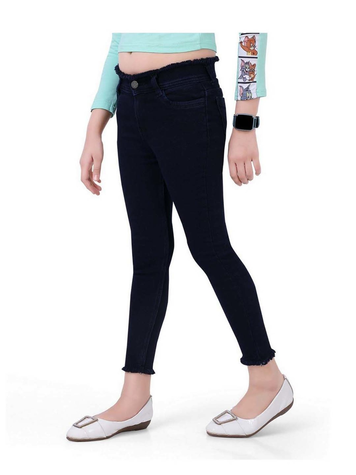 poplins Girls Navy Regular Fit Jeans