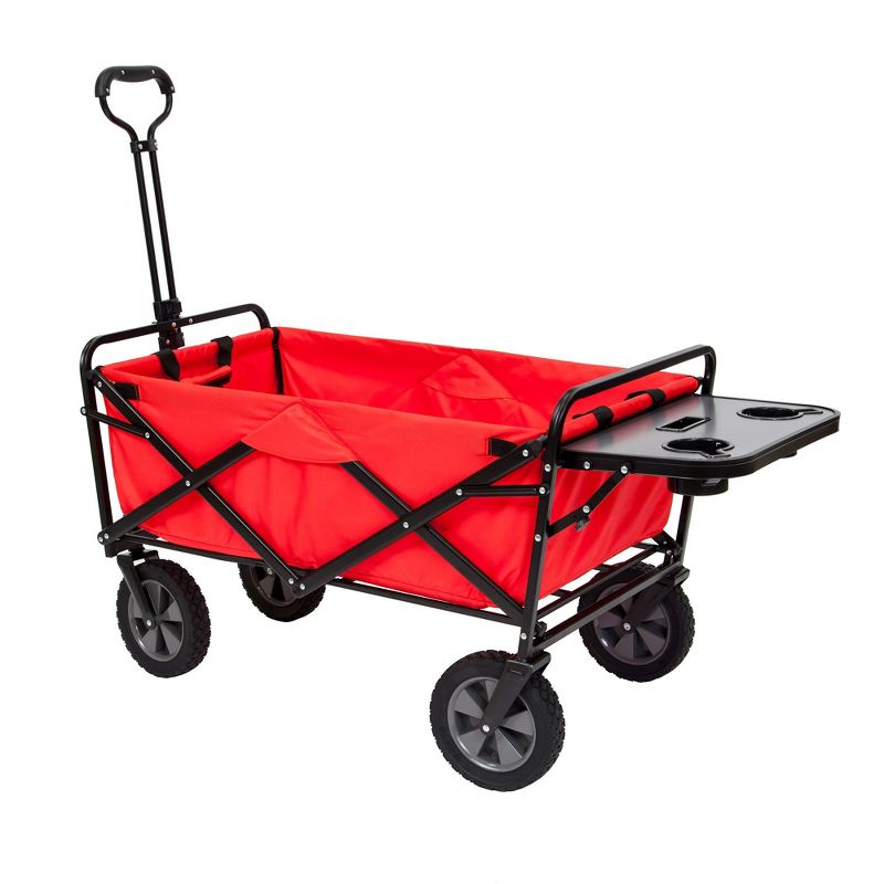 Mac Sports Folding Outdoor Garden Utility Wagon Cart w/ Table (1 Red, 1 Blue)