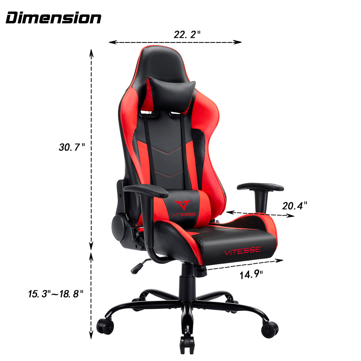 Vitesse Gaming Office Chair with Carbon Fiber Design, High Back Racing Style Seat, Swivel, Lumbar Support and Headrest(Red)