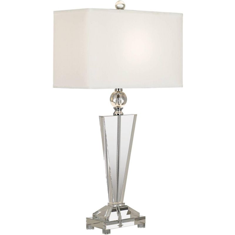 Vienna Full Spectrum Modern Table Lamps Set of 2 Art Deco Crystal Trophy Off White Rectangular Shade for Living Room Bedroom