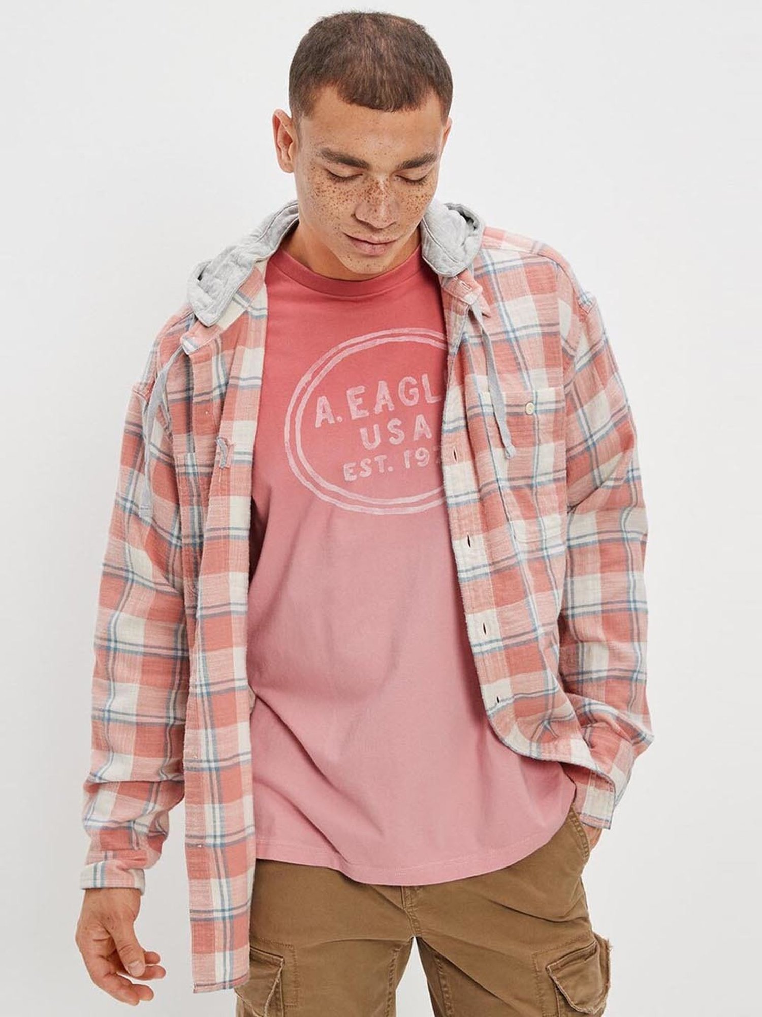 American Eagle Outfitters Red Cotton Regular Fit Printed T-Shirt