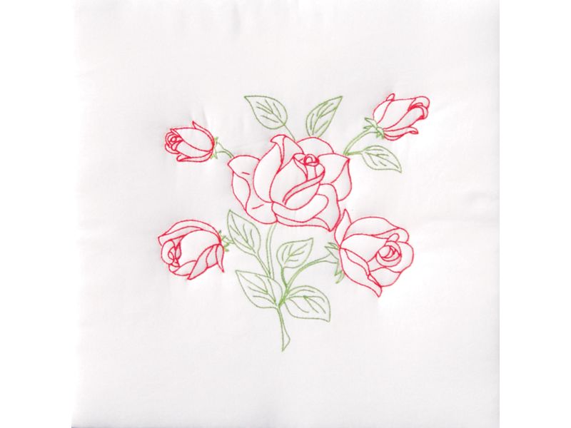 Jack Dempsey Stamped White Quilt Blocks 18"X18" 6/Pkg-Long Stem Rose