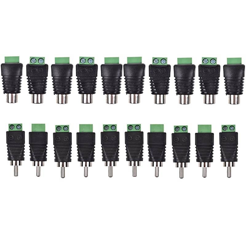 20Pack Phono RCA Male and Female Plug to AV Screw Terminal AudioVideo Connector Adapter 10 Male 10 Female