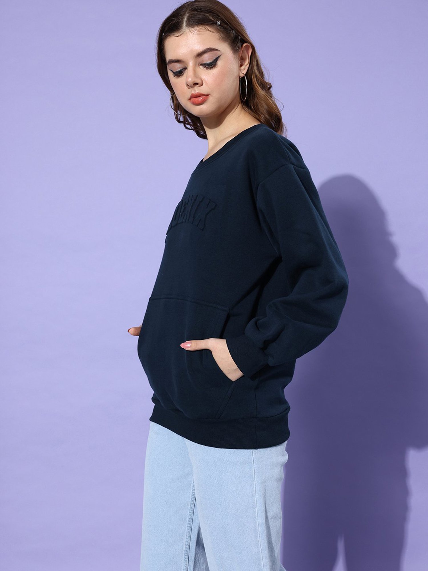 Dillinger Navy Fleece Graphic Print Oversized Sweatshirt