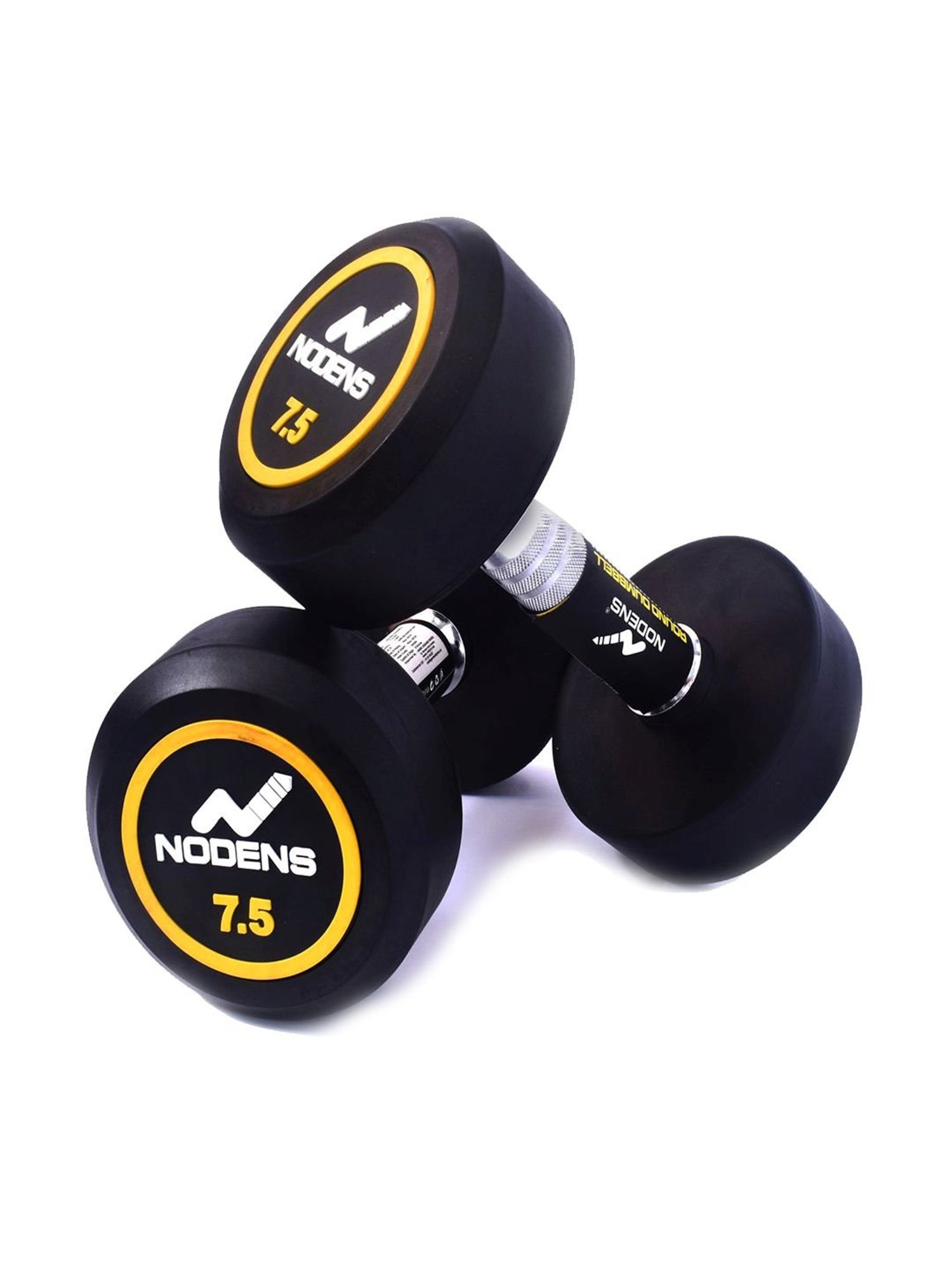 NODENS Black Rubber Coated Round Dumbbells (10 kg)