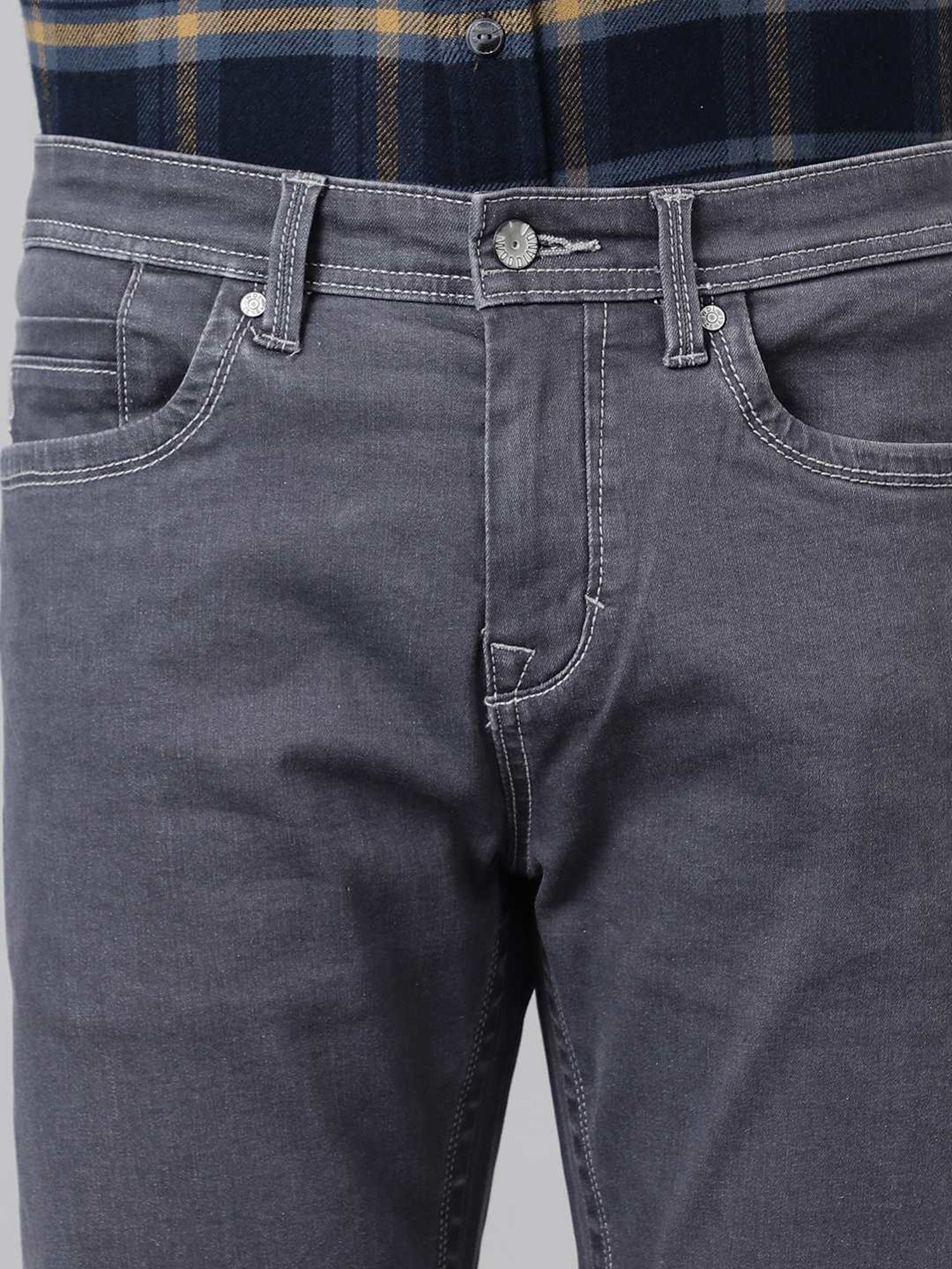 Woodland Grey Cotton Regular Fit Jeans