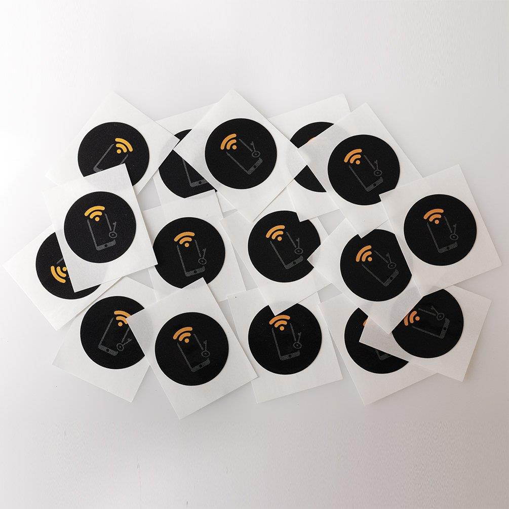 30 x Black NTAG215 NFC Sticker Tag 25mm ( 1 inch ) Round 504 Bytes NTAG 215 NFC Label Compatible TagMo for Nintendo Amiibo, Works with All NFC Enable Phones--TimesKey