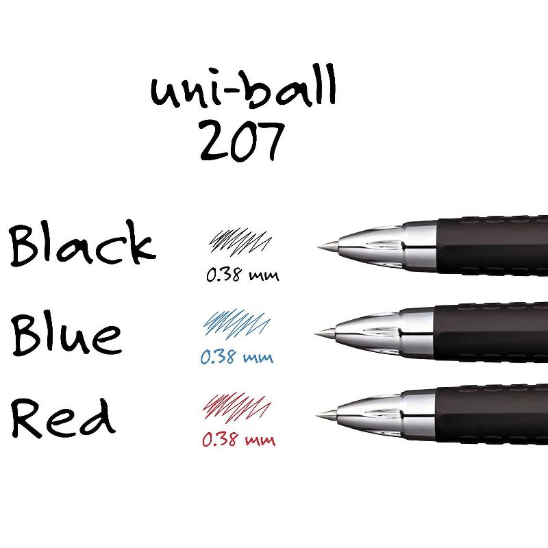 uni-ball 207 Retractable Gel Pens Ultra Micro Point Black Ink 1027467