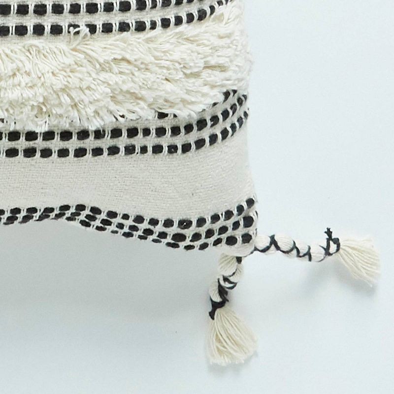 20"x40" Tufted Striped Throw Pillow Black/White - Patina Vie