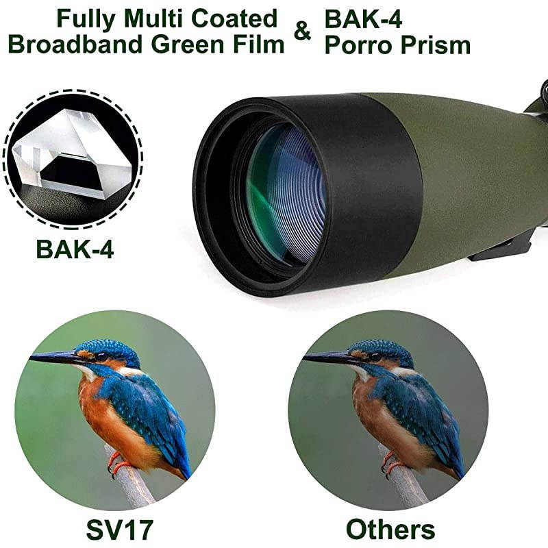SV17 2575x70mm Spotting Scope Straight Waterproof Spotting Scope for Camping Hunting Bird Watching