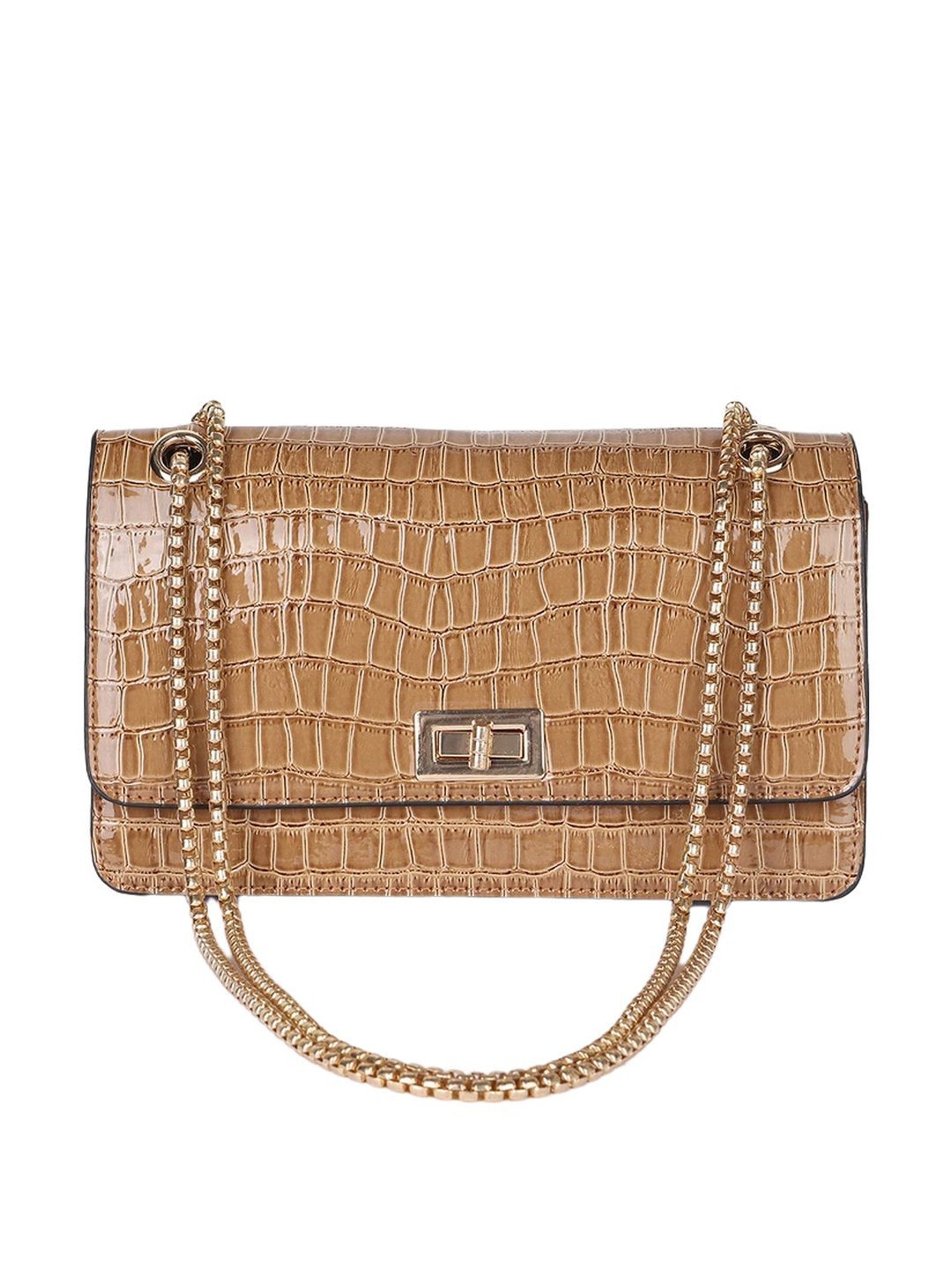 Carlton London Tan Textured Medium Sling Handbag