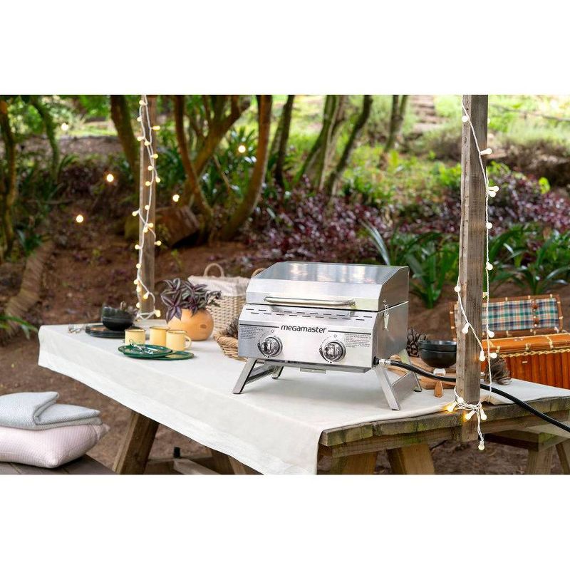 Megamaster Portable 2-Burner Stainless Steel Tabletop with Stainless Steel Spatula 8200033MSP