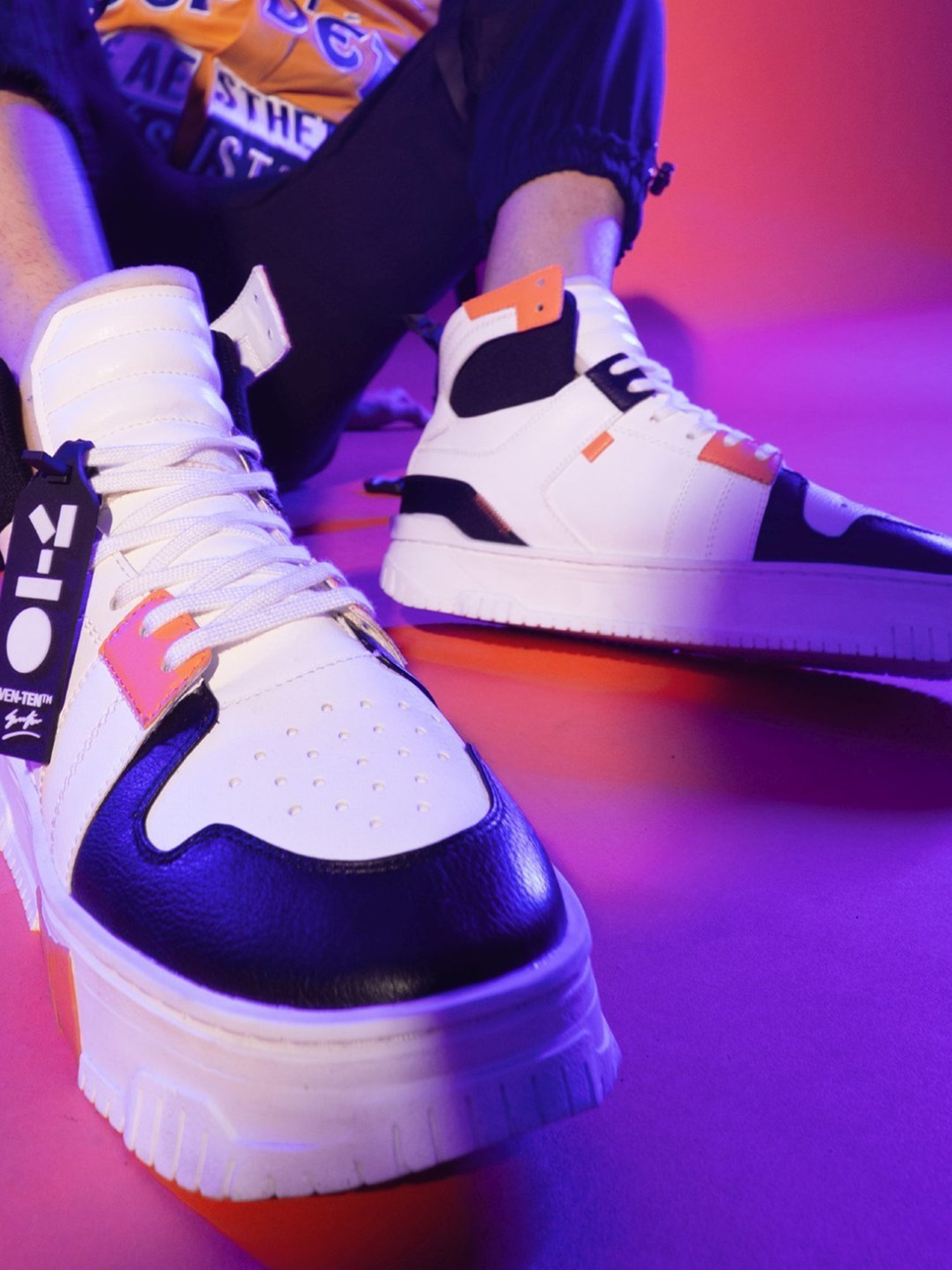 7-10 Men's White & Black Elevate Street Sneakers