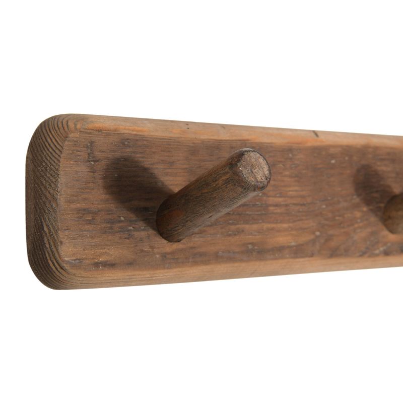 Reclaimed Wood Wall Hook with 4 Hooks Natural - 3R Studios