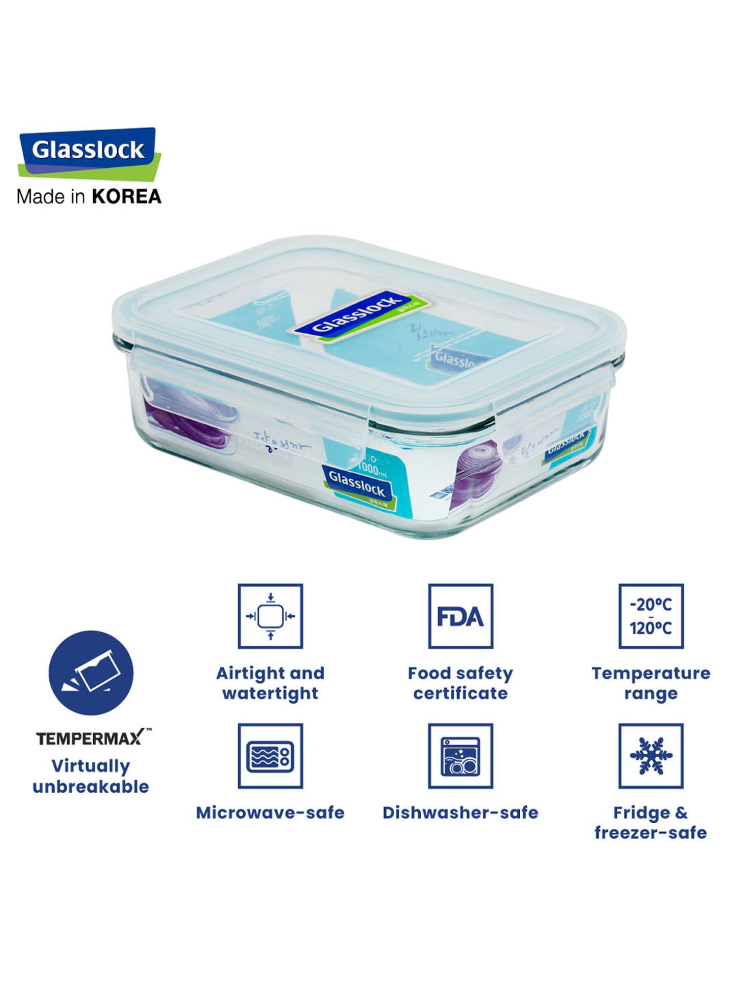 Glasslock Transparent Glass 1000 ml Jars and Container