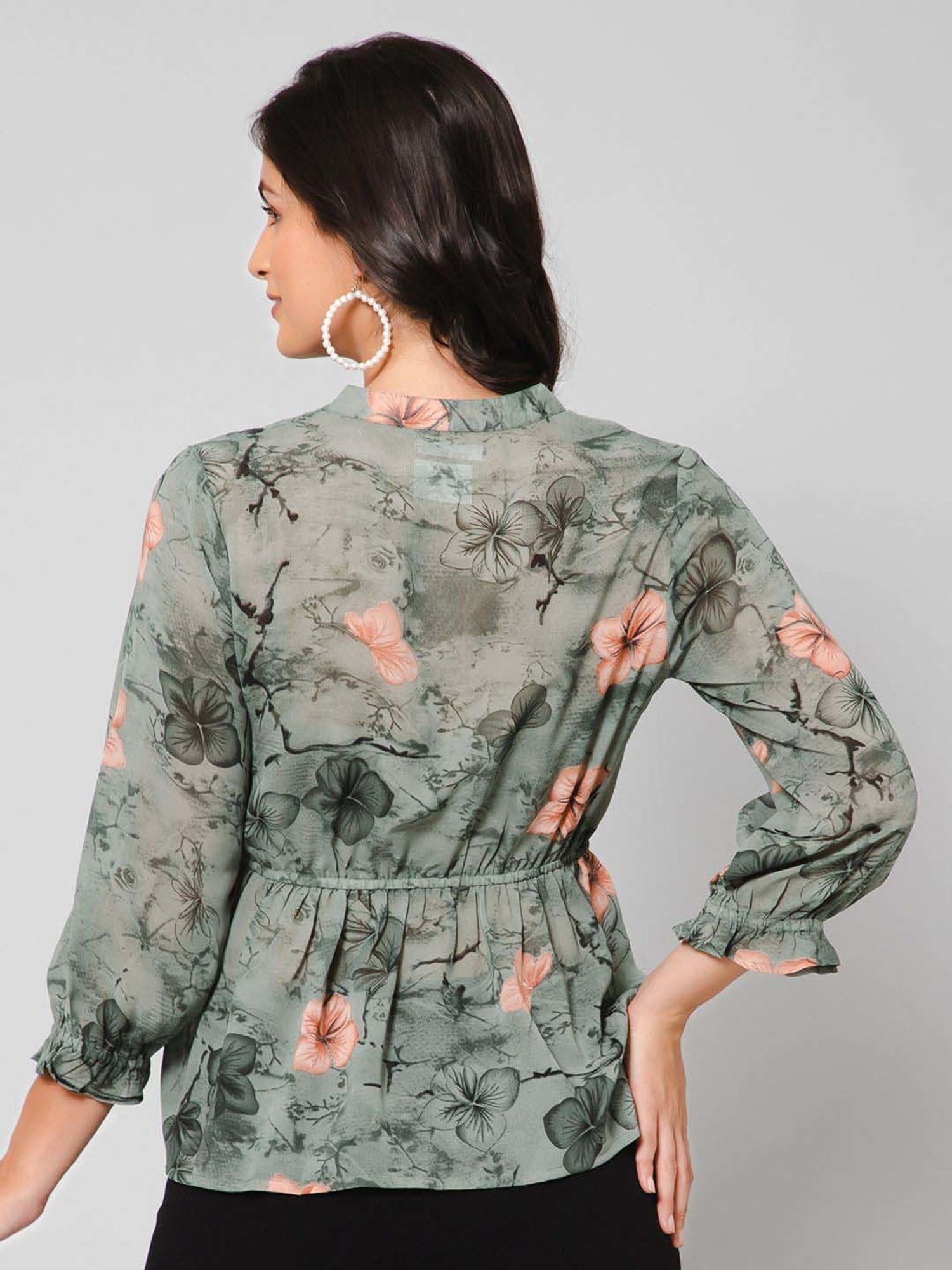 PURYS Green Printed Top