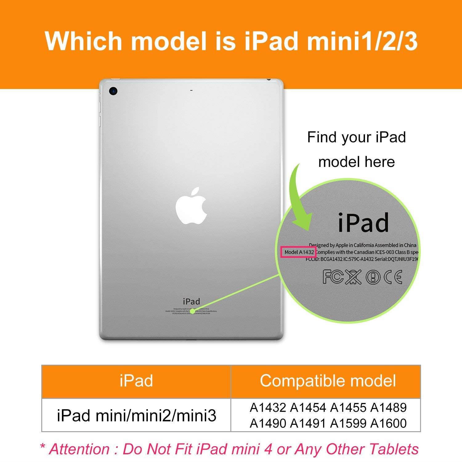 DTTO iPad Mini Case for iPad Mini 3/2 / 1, Ultra Slim Lightweight Smart Case Trifold Cover Stand with Flexible Soft TPU Back Cover for iPad Apple Mini, Mini 2, Mini 3 [Auto Sleep/Wake](Mint Green)