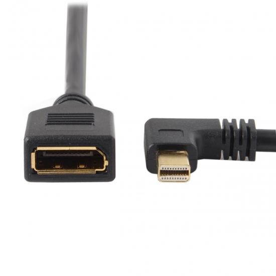 Left Angled Mini DP DisplayPort 90 Degree to DisplayPort  Female Cable for Displays Monitors
